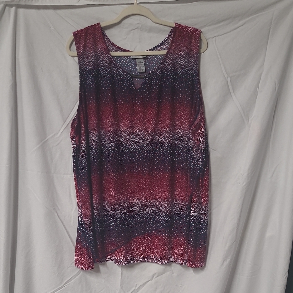 Catherines Red, White And Blue, Dotted Tank Top